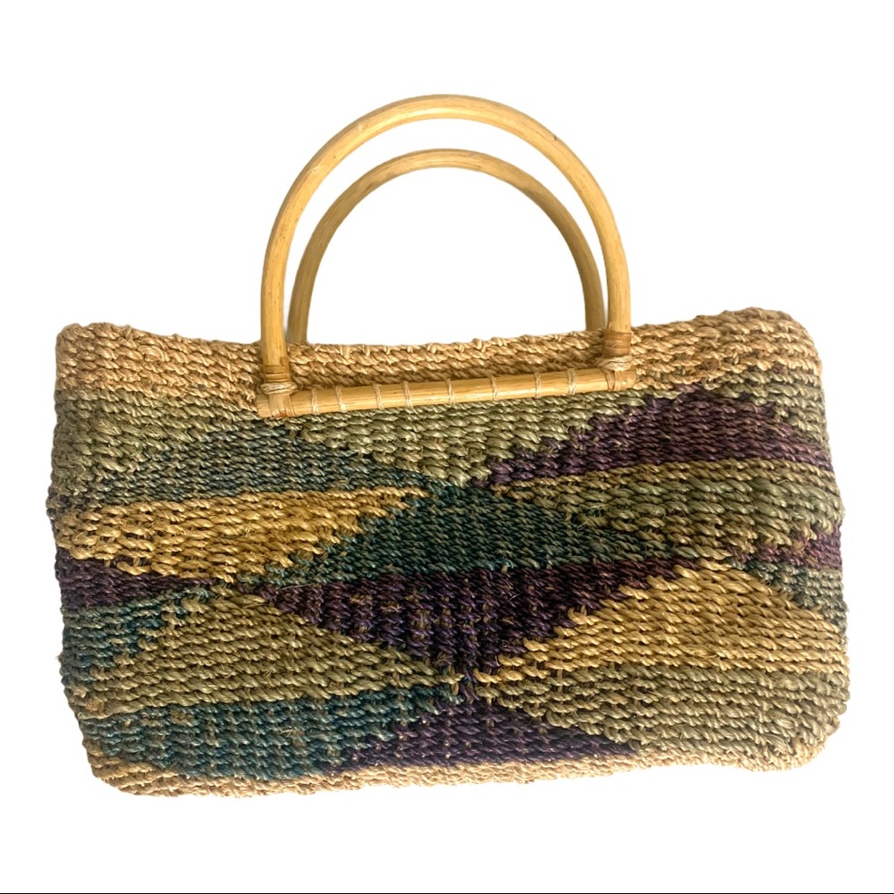 Vintage Handmade Straw Top Handle Handbag